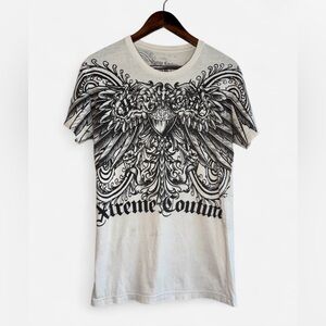 Y2K Xtreme Couture by Randy Couture Eagle Wings White Cotton T-Shirt XS VTG